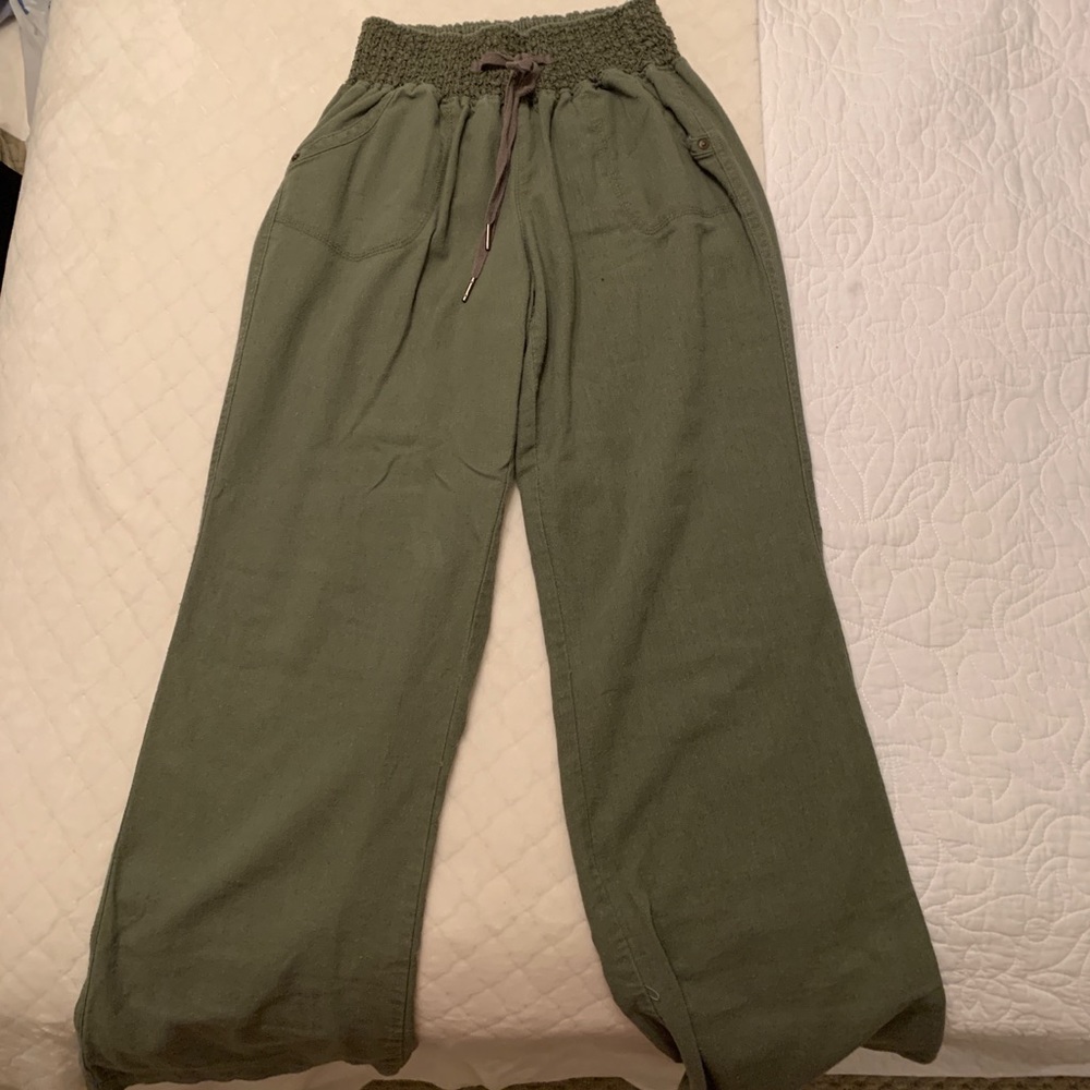 Olive green flare pants